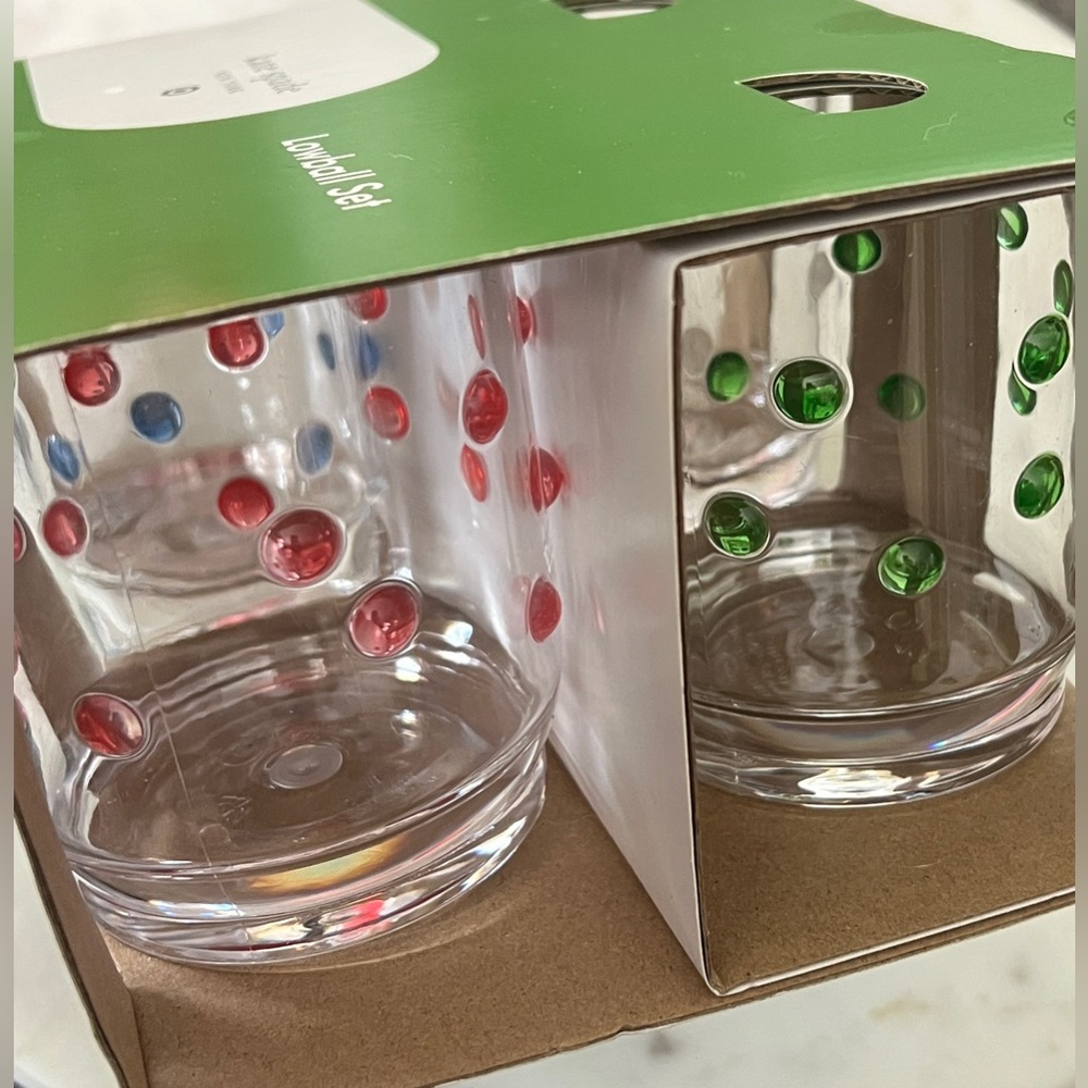 ♠️ Kate Spade x Target ♠️4-Piece Polka Dot Acrylic LOWBALL Drinkware Set ♠️ NWT
